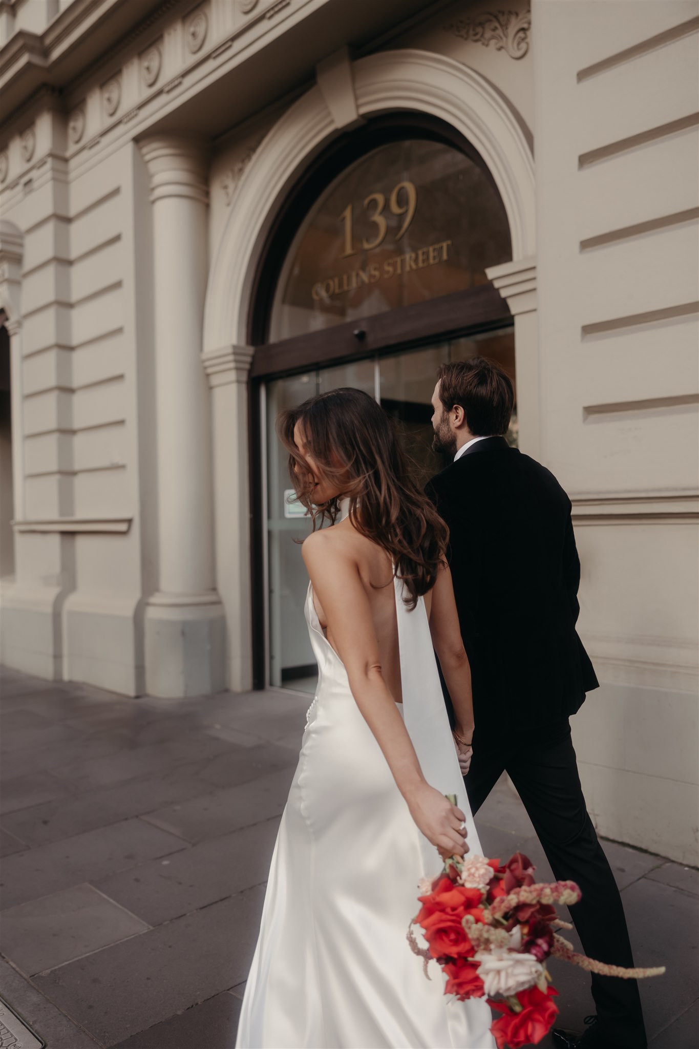 Bridal Portraits in the City, Melbourne wearing a stunning wedding dress by Sau Lee dress designer