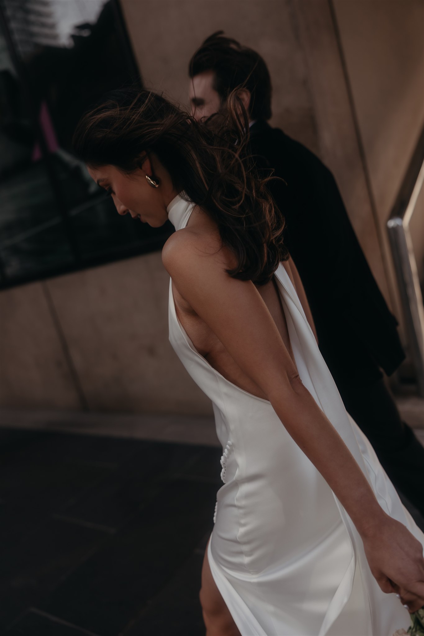 Bridal Portraits in the City, Melbourne wearing a stunning wedding dress by Sau Lee dress designer