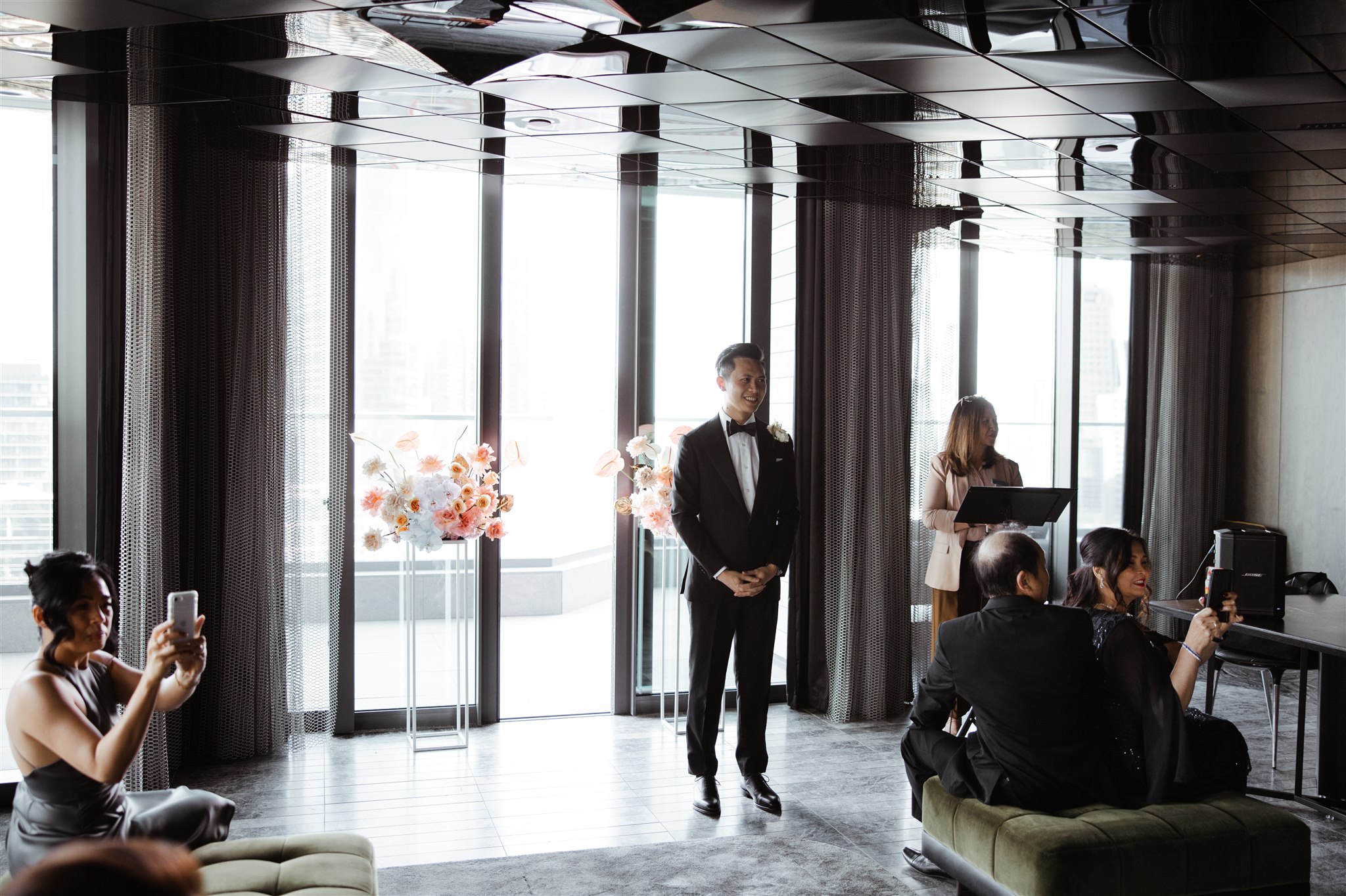 Intimate wedding ceremony at W Hotel Melbourne Penthouse Suite