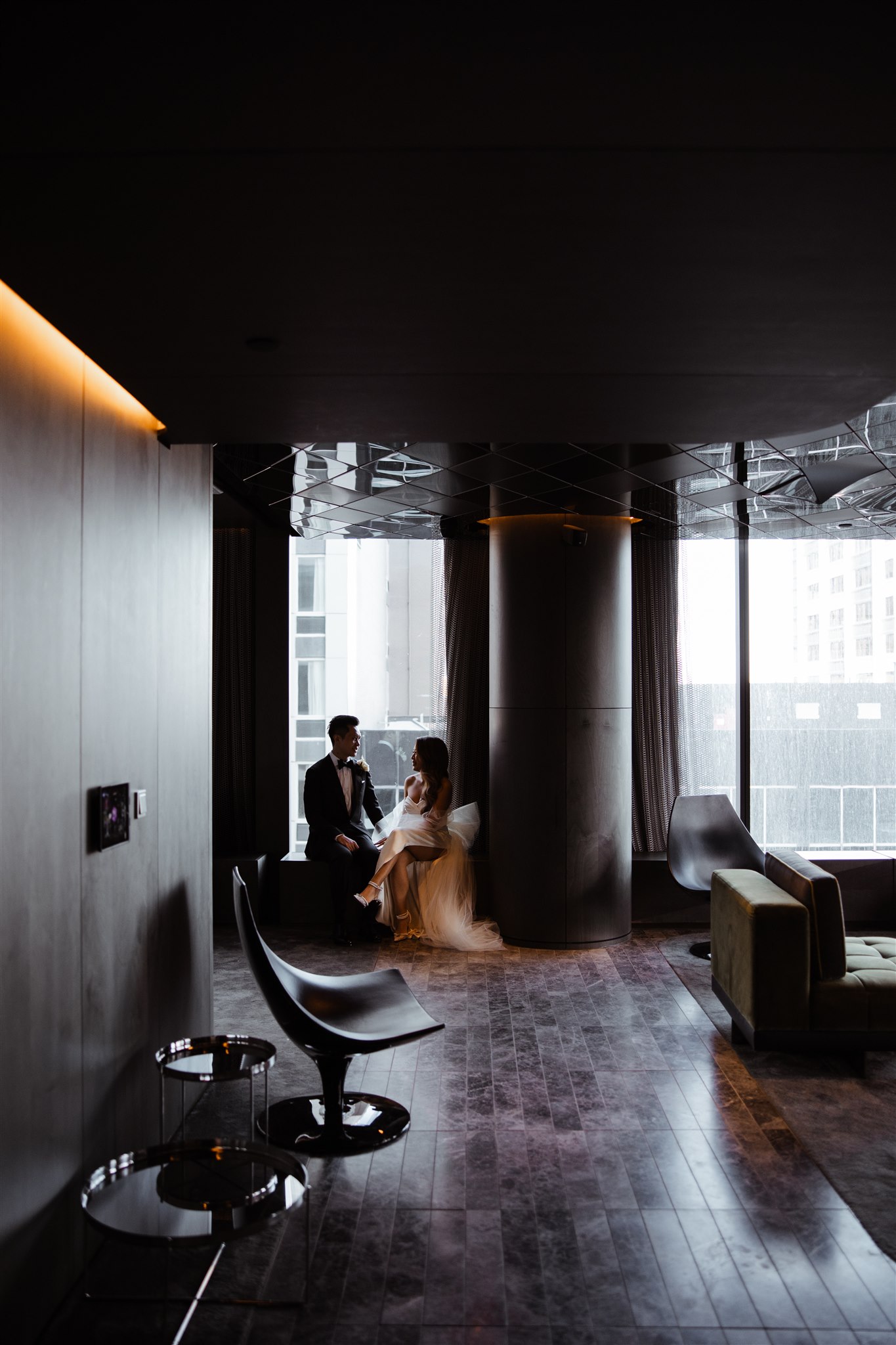 Wedding portraits at W Hotel Melbourne Penthouse Suite