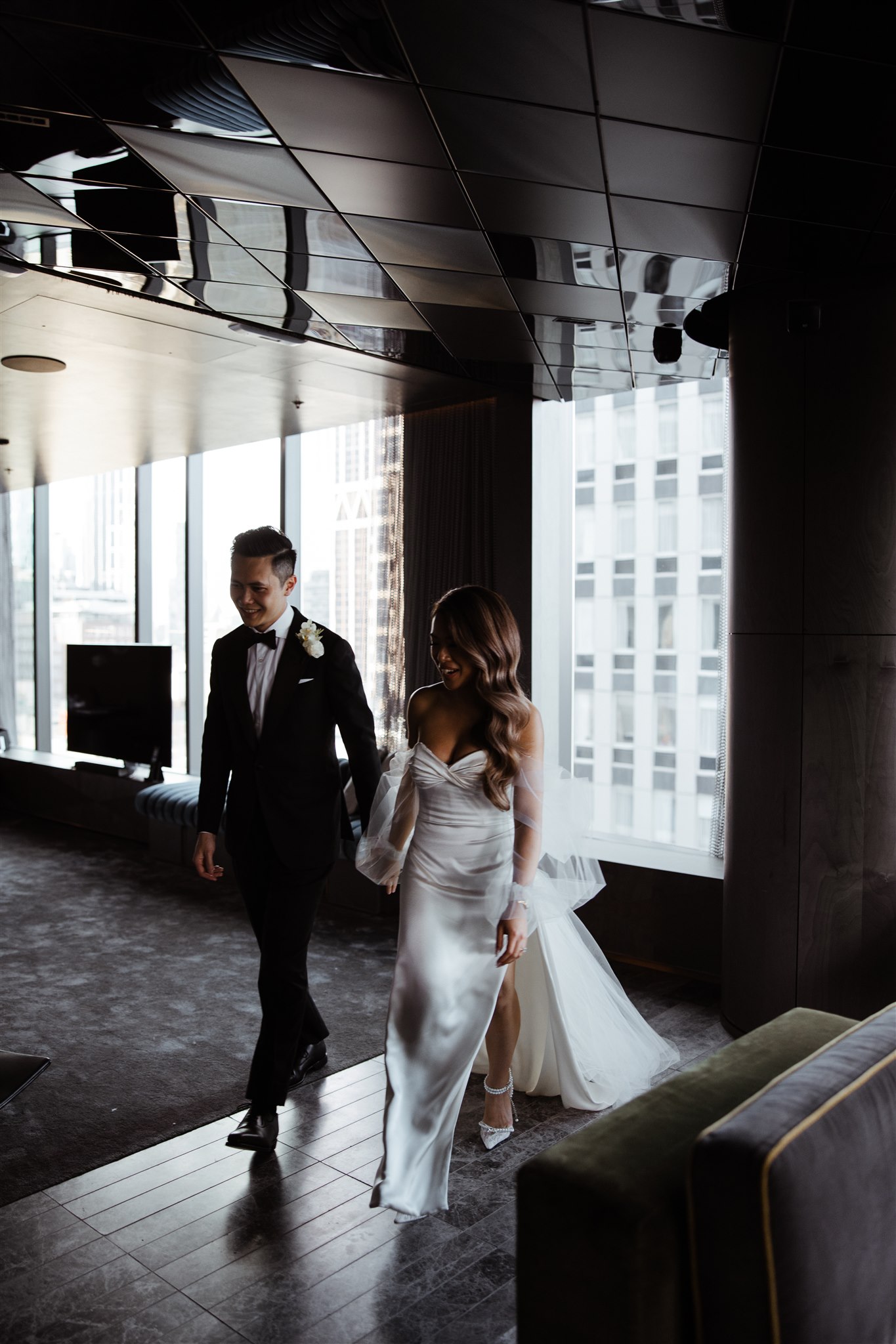 Wedding portraits at W Hotel Melbourne Penthouse Suite